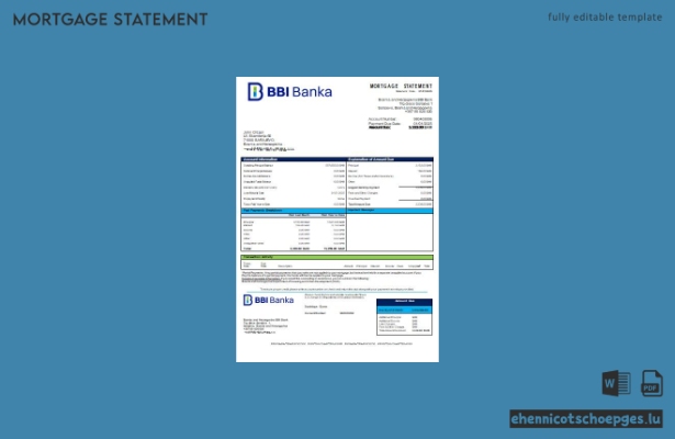 Beispiel eines Kontoauszugs der BBI Bank (Bosnien und Herzegowina) für Hypotheken
